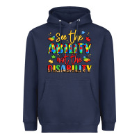 Navy see the ability not the disability Heavyweight Hoodie - LillyAllenDesigns