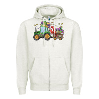 Oatmeal Heather mardi gras tractor Zipper Hoodie - MaliasSmallBusiness
