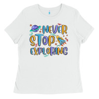White never stop exploring Ladies Tee - MaliasSmallBusiness