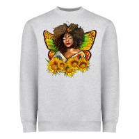 Heather Grey butterfly afro woman juneteenth Heavyweight Sweatshirt - AdoDesignShop