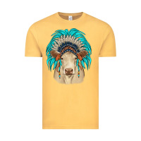 Vintage Mustard charolais indian headdress Vintage Tee - JahusDesignShop