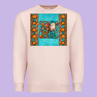 Western Fall Cow Mama Premium Sweatshirt Designed By Lillyallendesigns