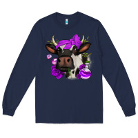 Navy halloween roses cow Long Sleeve Tee - Jasminsmagicworld