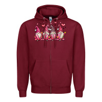 Burgundy love gnomes valentine's day Zipper Hoodie - MaliasSmallBusiness