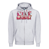Heather Grey love gnomes valentine's day Zipper Hoodie - MaliasSmallBusiness