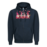 Navy love gnomes valentine's day Zipper Hoodie - MaliasSmallBusiness