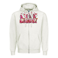 Oatmeal Heather love gnomes valentine's day Zipper Hoodie - MaliasSmallBusiness