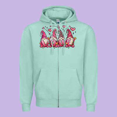 Love Gnomes Valentine's Day Zipper Hoodie Designed By Maliassmallbusiness