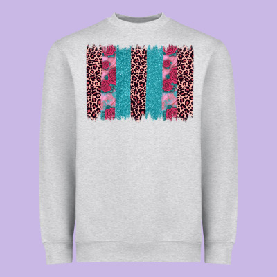Valentines Day Leopard Rose Glitter Brush Stoke Heavyweight Sweatshirt Designed By Jahusdesignshop