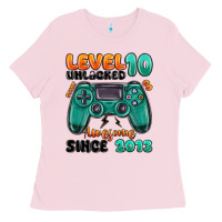 Bubblegum Pink level 10 unlocked awesome since 2013 Ladies Tee - MaliasSmallBusiness