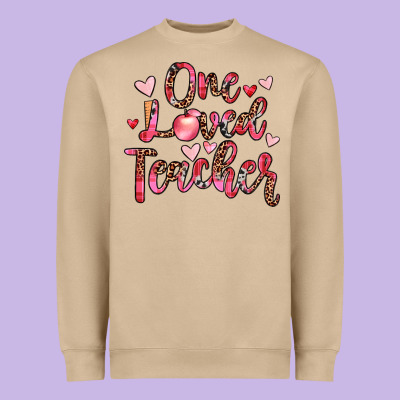 One Loved Teacher Heavyweight Sweatshirt Designed By Jahusdesignshop