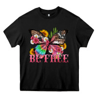 Black be free with butterfly and cactus flowers Heavy Core Tee - Artiststas