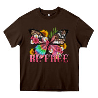 Chocolate Brown be free with butterfly and cactus flowers Heavy Core Tee - Artiststas