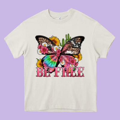 Be Free With Butterfly And Cactus Flowers Heavy Core Tee Designed By Artiststas