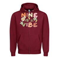 Burgundy nine is a vibe Zipper Hoodie - MaliasSmallBusiness