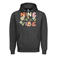 Charcoal Heather nine is a vibe Zipper Hoodie - MaliasSmallBusiness