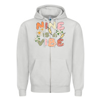Dove Grey nine is a vibe Zipper Hoodie - MaliasSmallBusiness