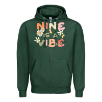 Sports Green nine is a vibe Zipper Hoodie - MaliasSmallBusiness