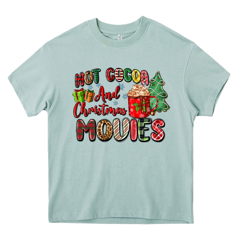 Hot Cocoa And Christmas Movies Heavy Core Tee by Zillion Design Studio | Teevron