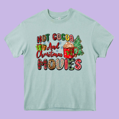 Hot Cocoa And Christmas Movies Heavy Core Tee Designed By Zillion Design Studio