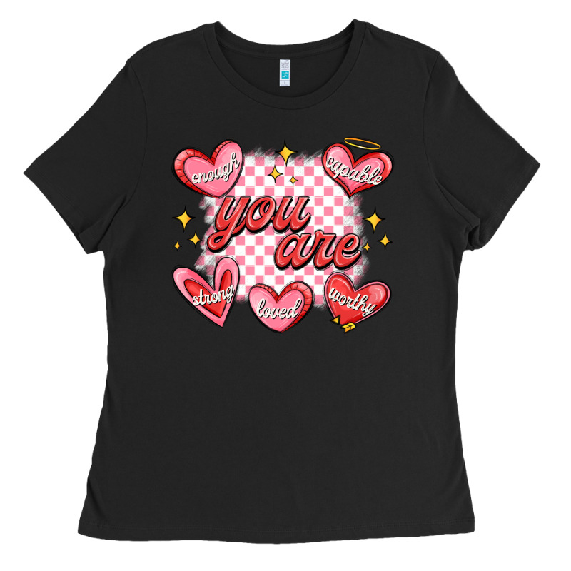 Valentines Day Positive Affirmations Ladies Tee by MaliasSmallBusiness | Teevron