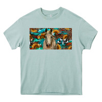 Arona Horse With Sunflowers Aztec And Cowhide Heavy Core Tee - RanaPortraitStore