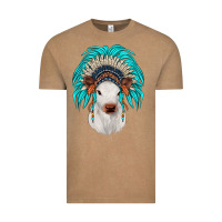 Vintage Coffee calf indian headdress Vintage Tee - JahusDesignShop