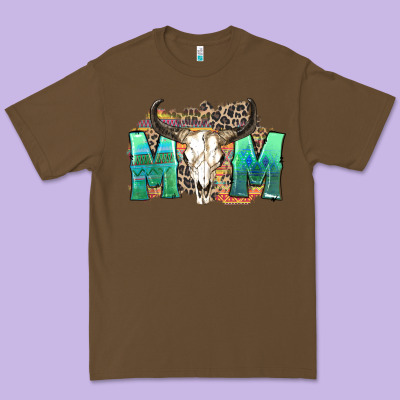 Mom With Bull Skull Premium Tee Designed By Zillion Design Studio