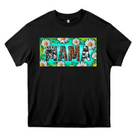 Black Turquoise and Daisy Mama Heavy Core Tee - RanaPortraitStore