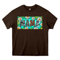 Chocolate Brown Turquoise and Daisy Mama Heavy Core Tee - RanaPortraitStore