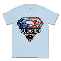 Dusty Blue American Super Dad Classic Tee - LillyAllenDesigns