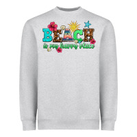 Heather Grey beach is my happy place Heavyweight Sweatshirt - AdoDesignShop