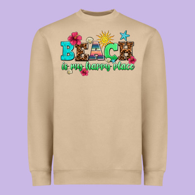 Beach Is My Happy Place Heavyweight Sweatshirt Designed By Adodesignshop