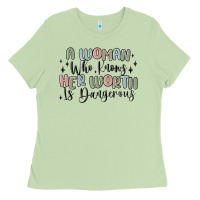 Matcha a woman who knows her worth is dangerous Ladies Tee - MaliasSmallBusiness