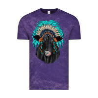 Cloud Purple black angus indian headdress Vintage Tee - JahusDesignShop