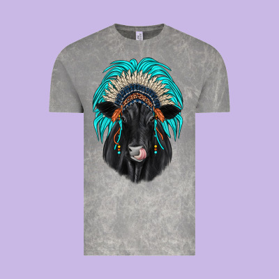 Black Angus Indian Headdress Vintage Tee Designed By Jahusdesignshop