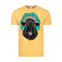 Vintage Mustard black angus indian headdress Vintage Tee - JahusDesignShop