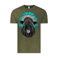 Vintage Olive black angus indian headdress Vintage Tee - JahusDesignShop