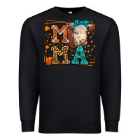 Black Western Fall Cow Mama Premium Sweatshirt - LillyAllenDesigns