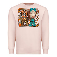 Pale Pink Western Fall Cow Mama Premium Sweatshirt - LillyAllenDesigns