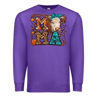 Purple Western Fall Cow Mama Premium Sweatshirt - LillyAllenDesigns