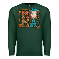 Sports Green Western Fall Cow Mama Premium Sweatshirt - LillyAllenDesigns