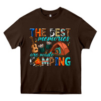 Chocolate Brown the best memories are made camping Heavy Core Tee - texasbilliewilder