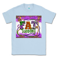 Dusty Blue fat tuesday fleur de lis and mardi gras beads Classic Tee - Artiststas