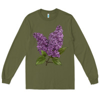 Army Green Purple Lilac Flower Illustrations Long Sleeve Tee - LillyAllenDesigns