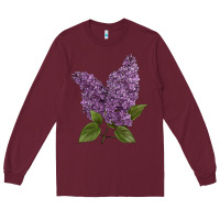 Burgundy Purple Lilac Flower Illustrations Long Sleeve Tee - LillyAllenDesigns