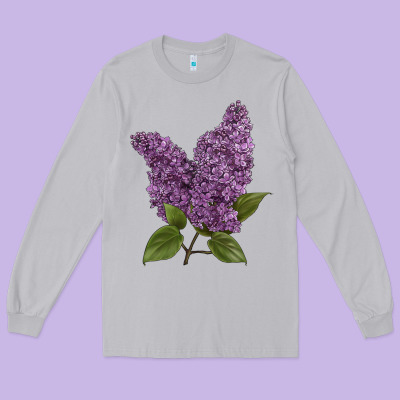 Purple Lilac Flower Illustrations Long Sleeve Tee Designed By Lillyallendesigns