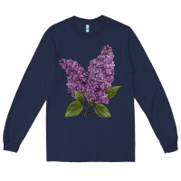 Navy Purple Lilac Flower Illustrations Long Sleeve Tee - LillyAllenDesigns