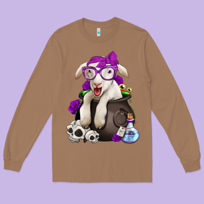 Funny Halloween Lamb Long Sleeve Tee Designed By Jasminsmagicworld