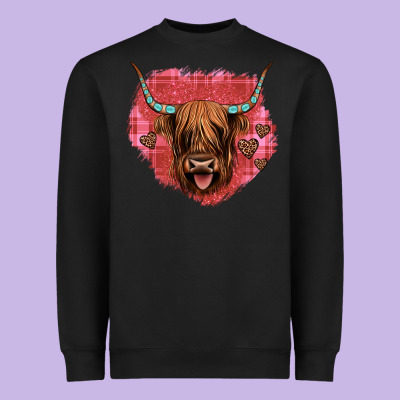 Highland Cow Valentines Heavyweight Sweatshirt Designed By Jahusdesignshop